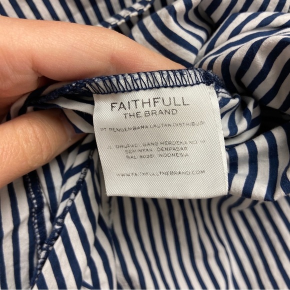 Faithfull the Brand Women Blue White Cotton House Top Louvre Stripe Print Size 2 - Picture 6 of 12